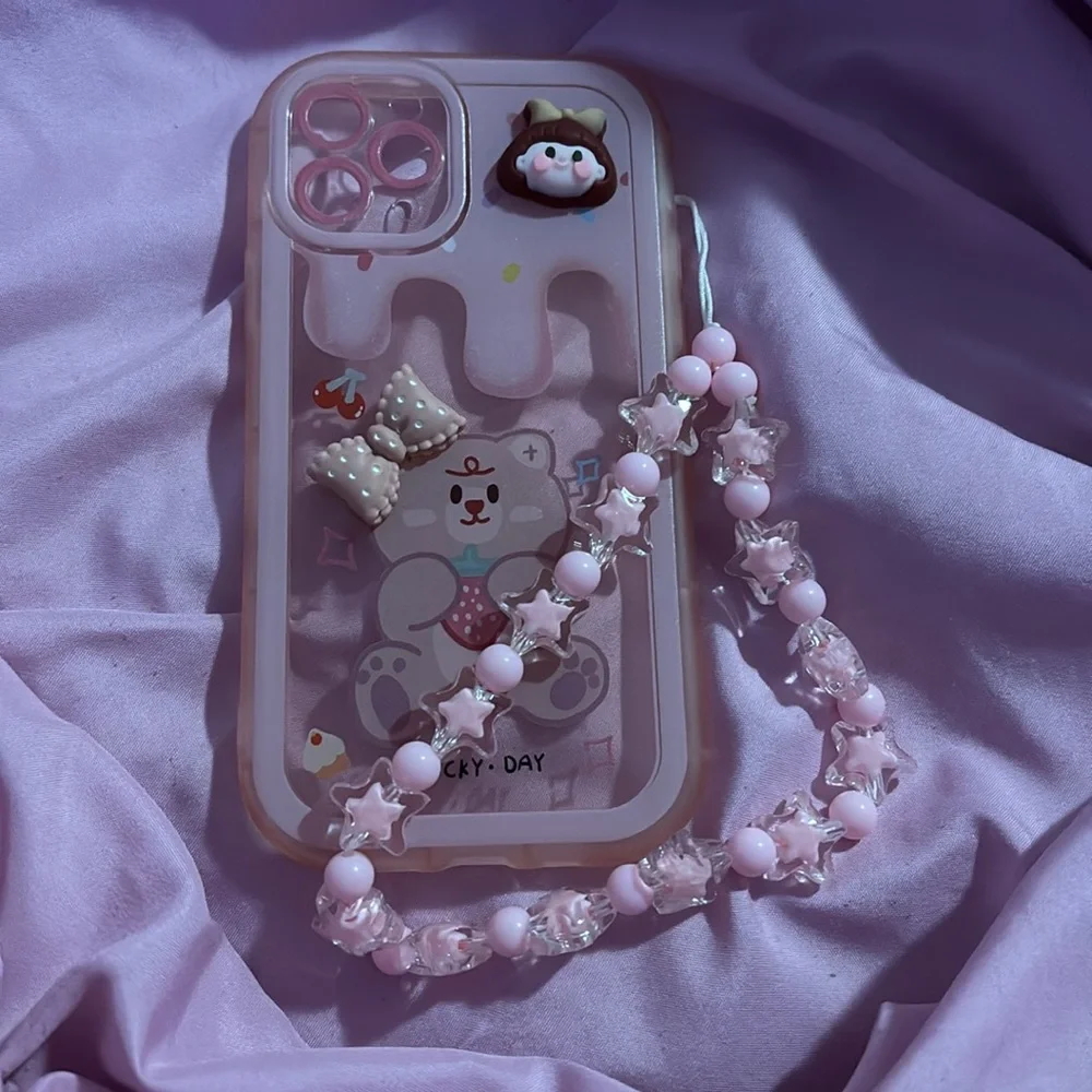 Pink teddy bear phone case